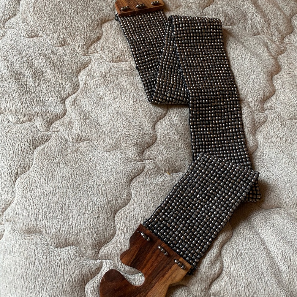 Wide Beaded Stretch Belt
